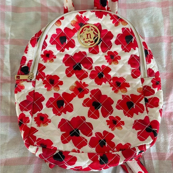 Nanette Lepore Handbags - Nanette Lepore Red and White Floral mini Backpack